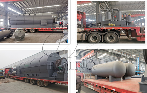 3 sets of 12tpd waste tire pyrolysis plants and 1 set of 14tpd tire pyrolysis oil to diesel distillation plant delivered to Ghana