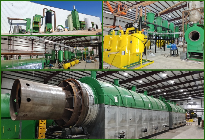 fully continuous pyrolysis tire recycling plant in USA