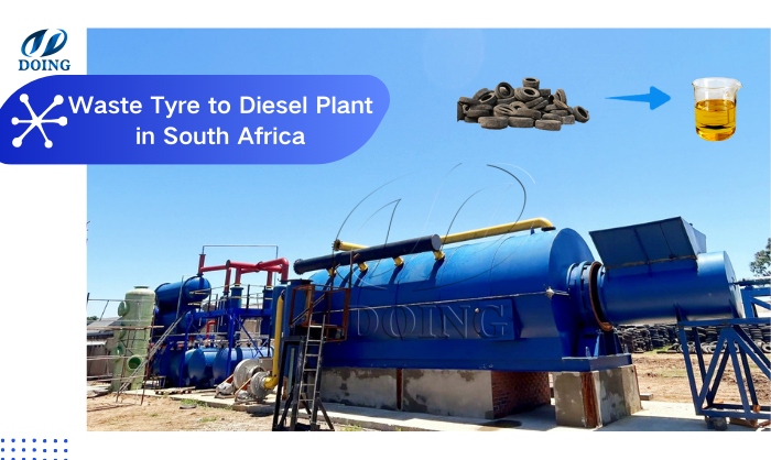 Waste tyre to diesel recycling production equipment working video in South Africa