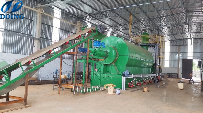 Brazil semi-continuous tire waste pyrolysis machine installation